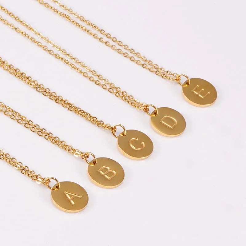 Engraved Initial Necklace 11mm Disc