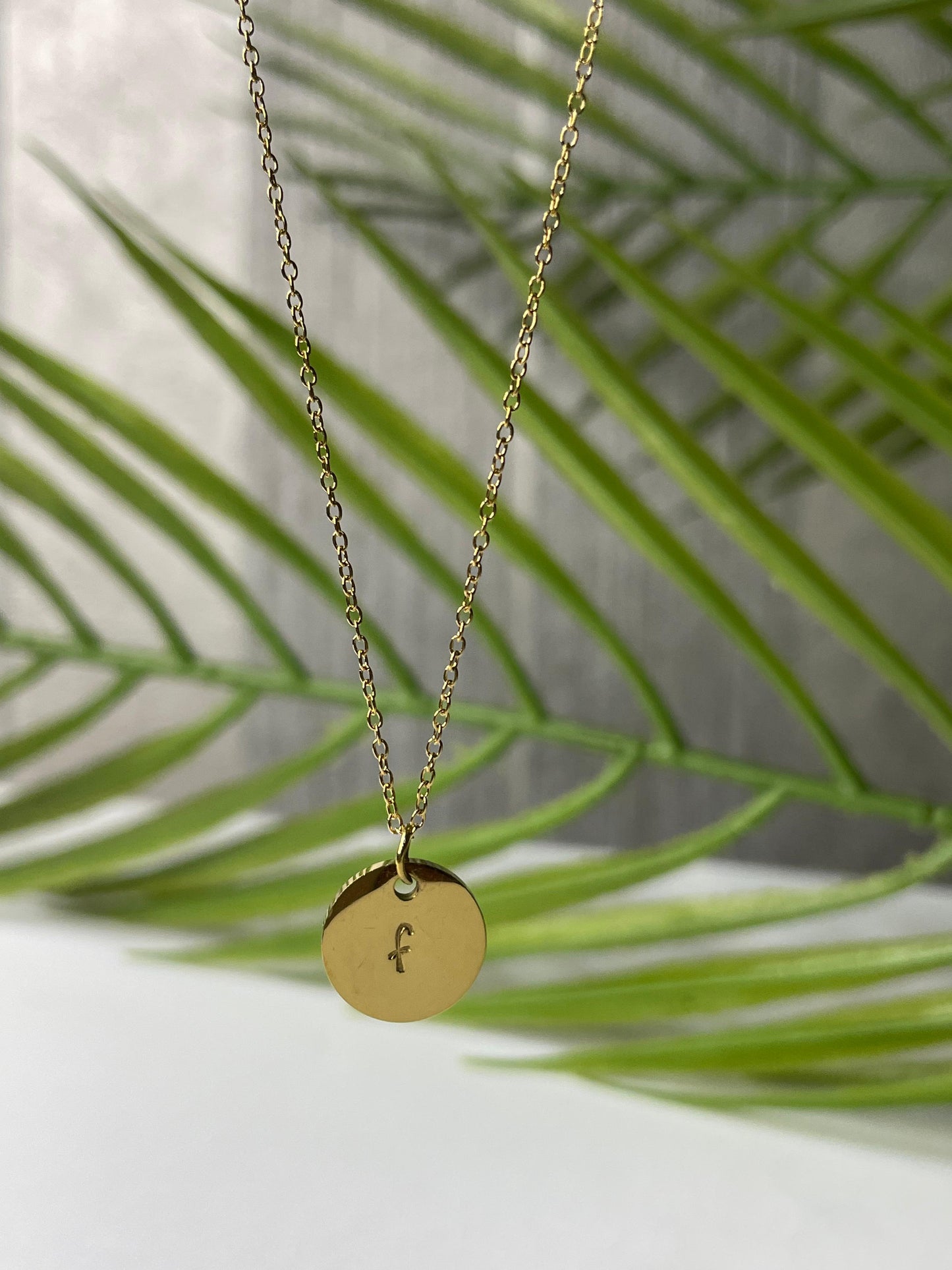 Engraved Initial Necklace 11mm Disc